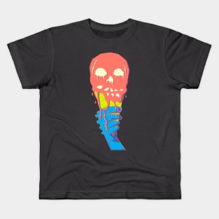 Neo Pop Neon Death's Head Skull Creamsicle Waffle Cone Kids T-Shirt